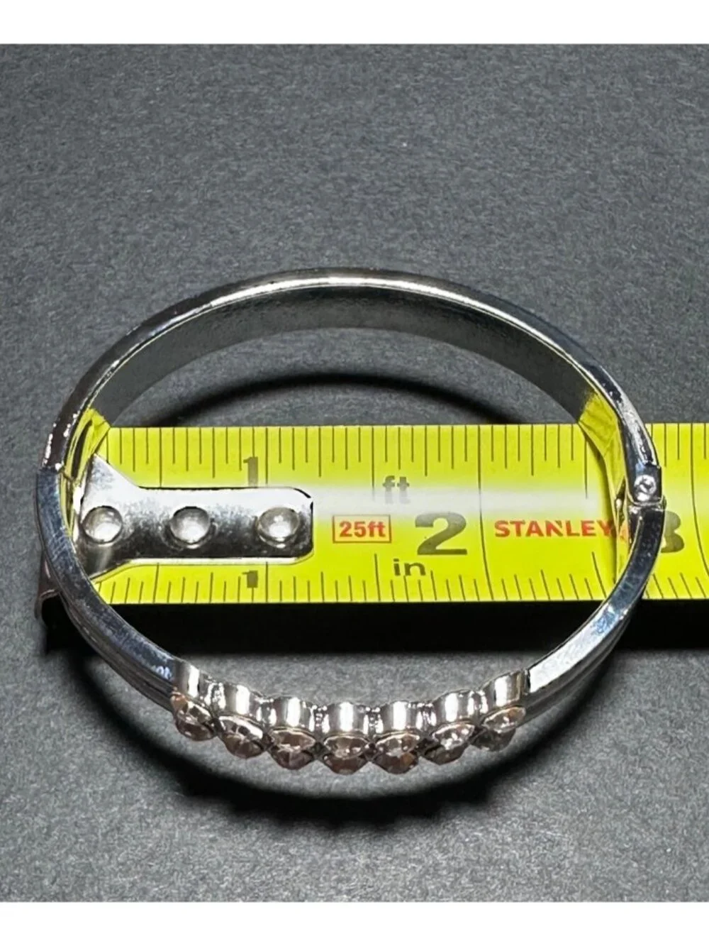 Clamper Hinged Bangle Bracelet Silver Tone Rhinestone Center Womens Jewelry NWOT